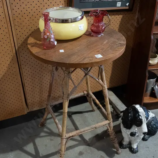 bamboo based oak top lamp table H700 W460