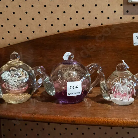 3x studio glass teapots H100