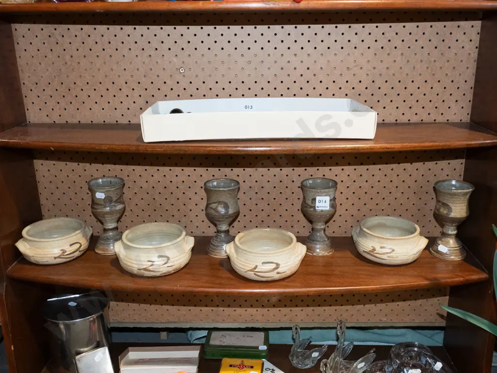4x studio pottery bowls, 4x goblets Image 1++