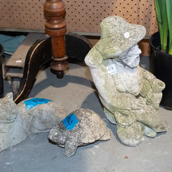 concrete ornaments; tortoise, man, cat Tallest H340