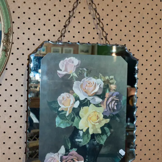 retro mirror framed rose print