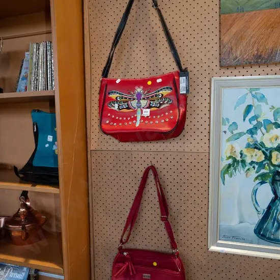 2x hand bags - yellow dots
