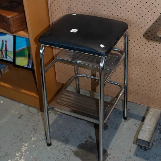 chrome and black vinyl stool