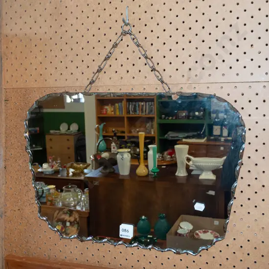 retro scalloped edge wall mirror H300