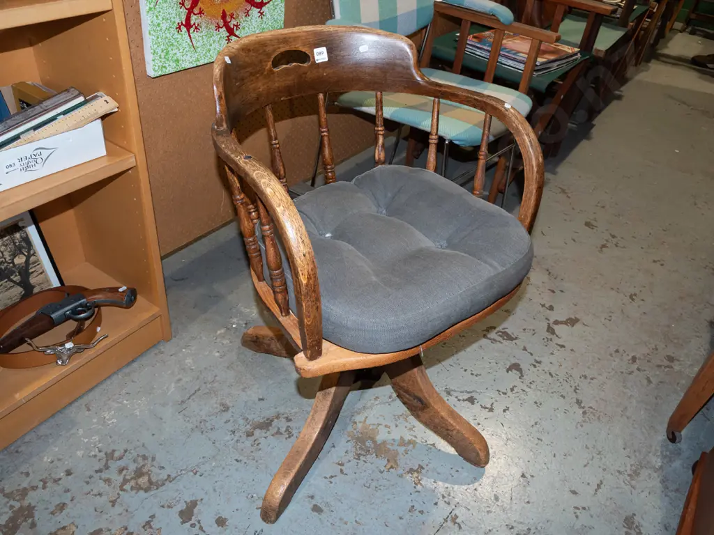 oak restorer's spindle captains chair - legs need attention Image 1++