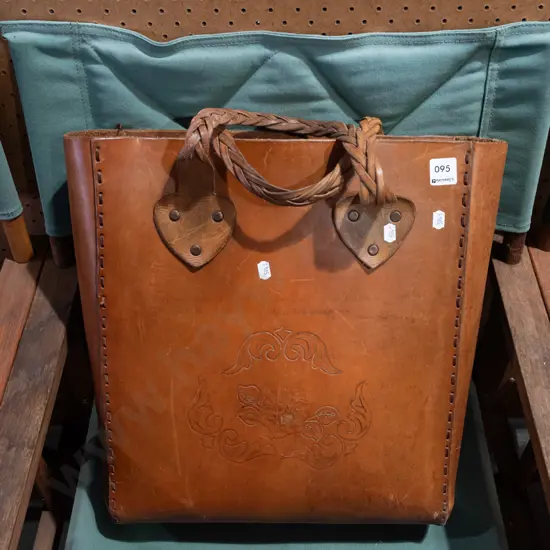 heavy tooled leather tote bag