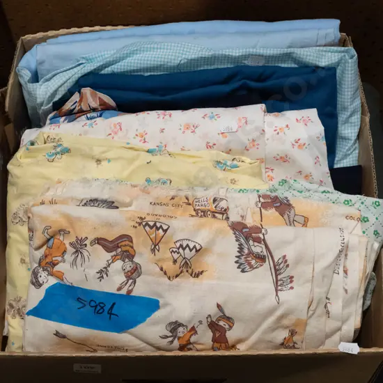 box of fabric pieces