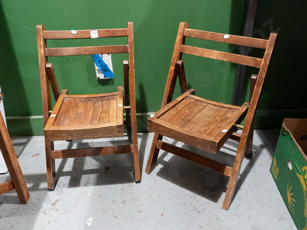 2x children's brass and hardwood deck chairs Image 1++
