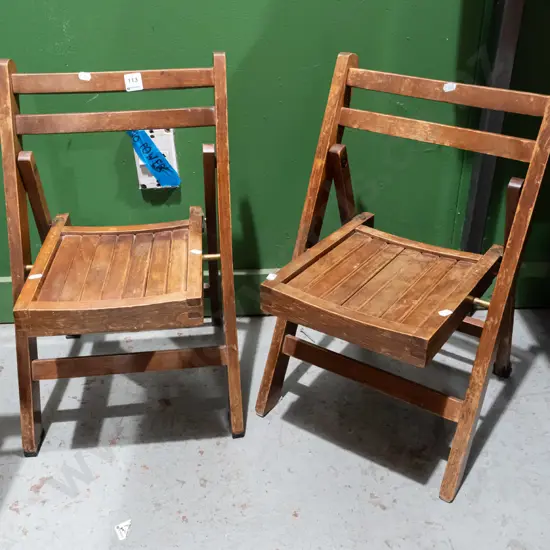 2x children's brass and hardwood deck chairs