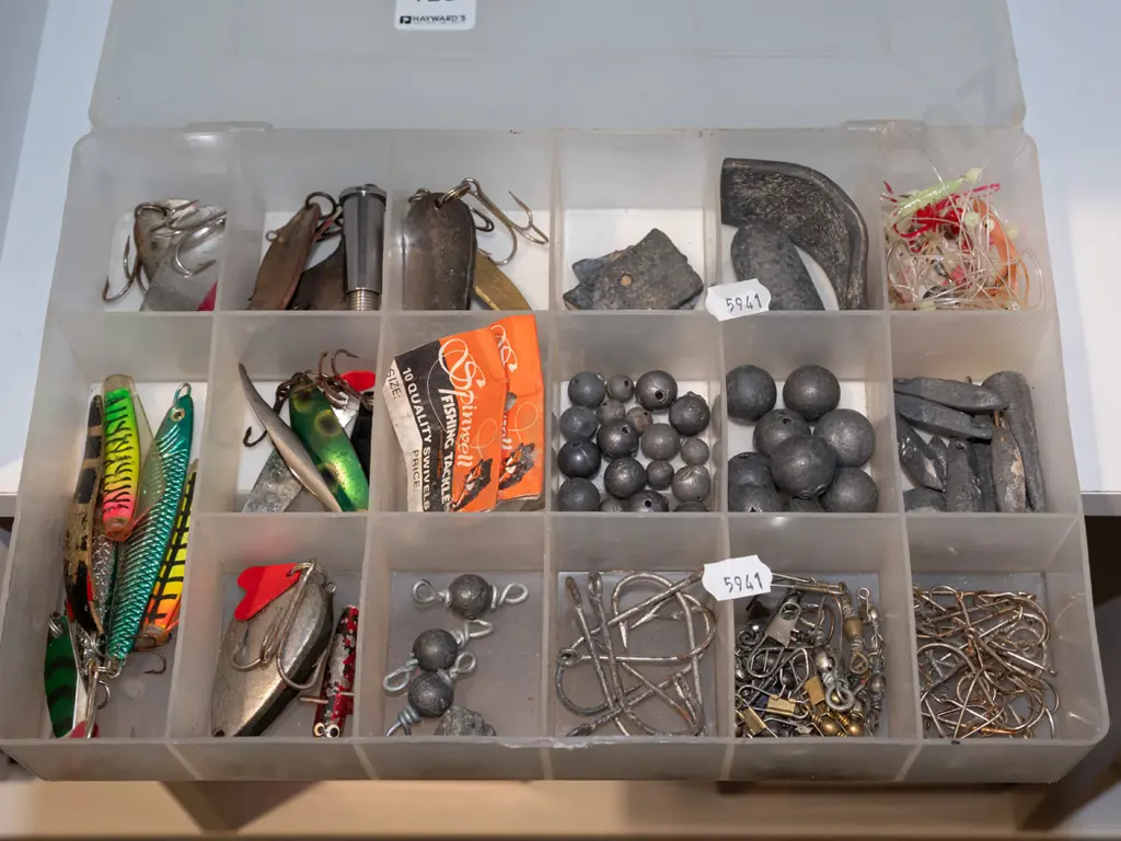 plastic organiser, fishing tackle contents Image 1++