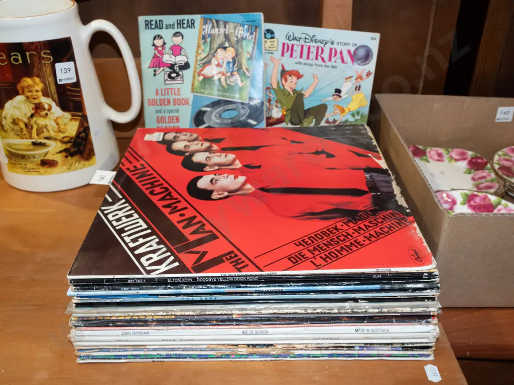 LPs; Elton John, Mike Oldfield, The Cars, 2x children's 45s Image 1++