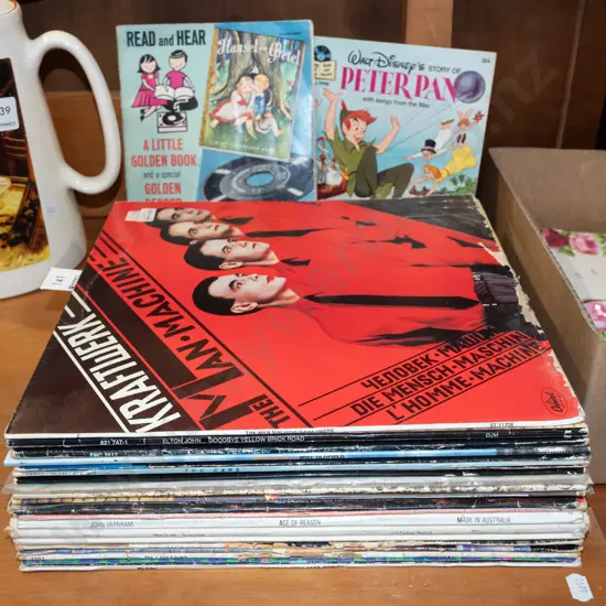 LPs; Elton John, Mike Oldfield, The Cars, 2x children's 45s