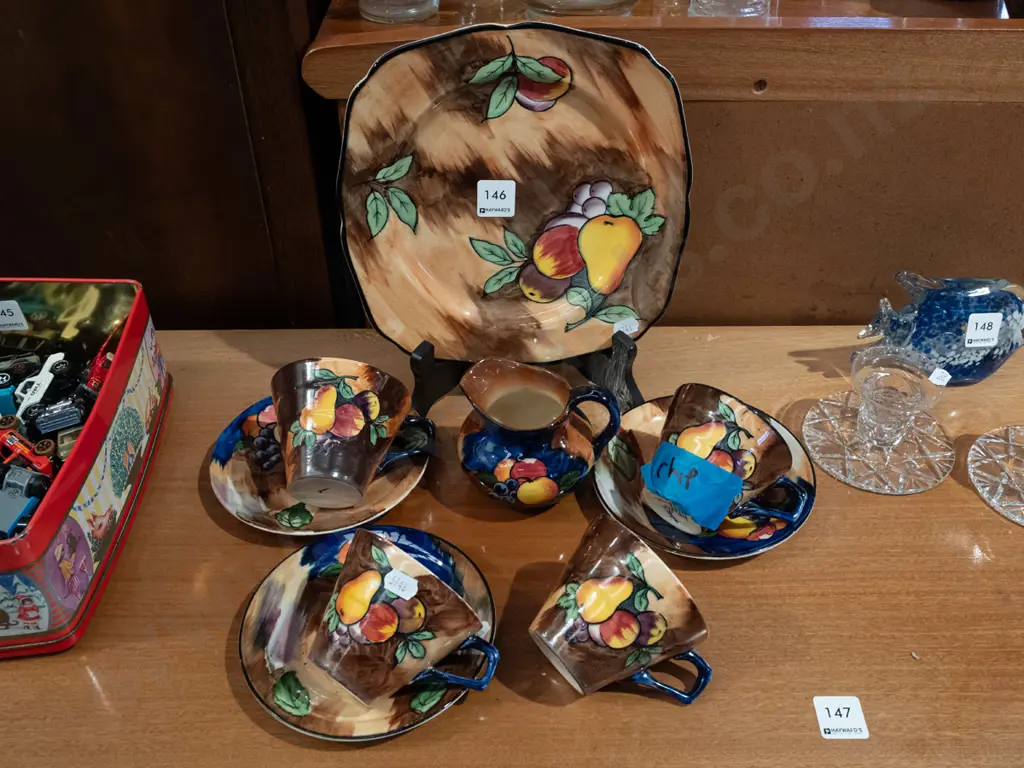 3x hand painted Tunstall cups, saucers, plates and creamer Image 1++
