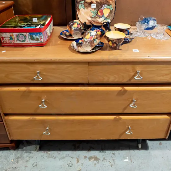 mid century mahogany and pine 4 drawer low boy H700 W905 D420