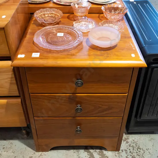 pine 3 drawer bedside cabinet