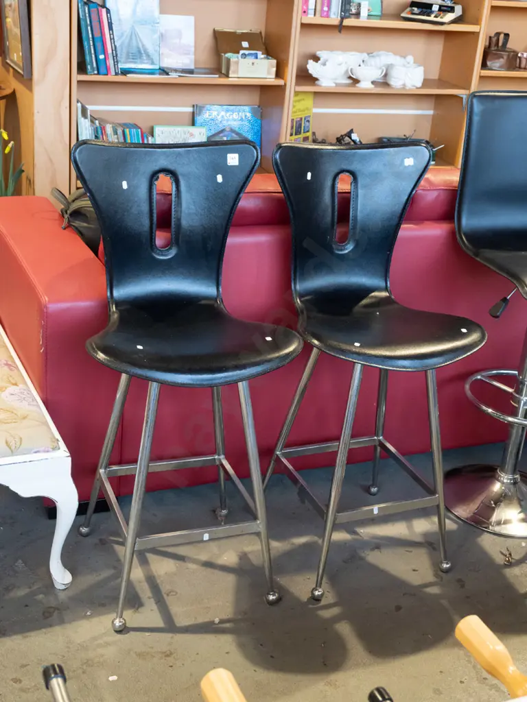 2x leather upholstered stools - both have some damage to backs Image 1++