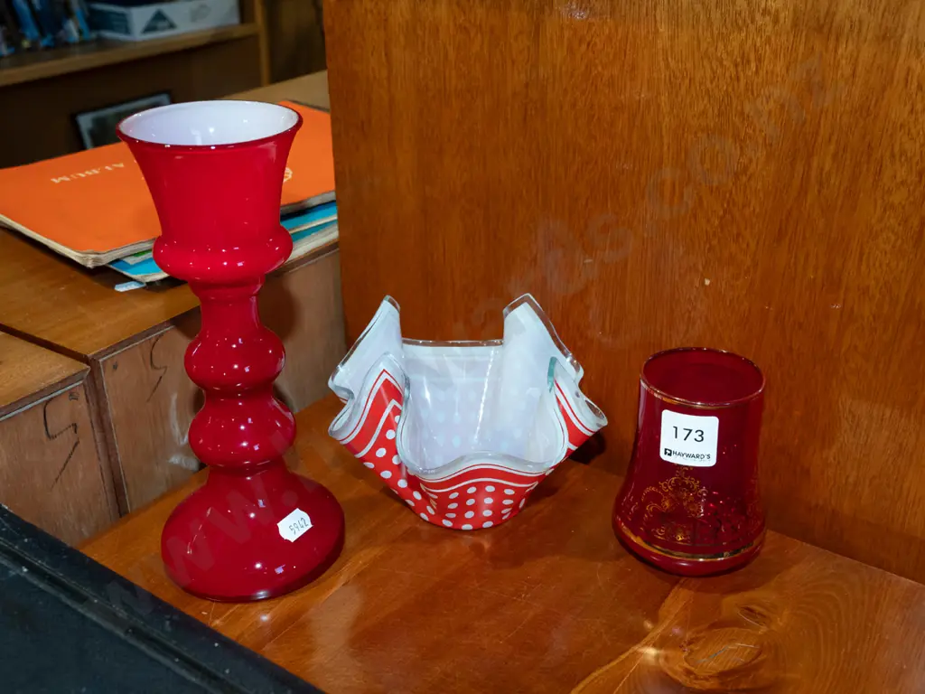 glass basket, ruby glass tumbler, vase H215 Image 1++