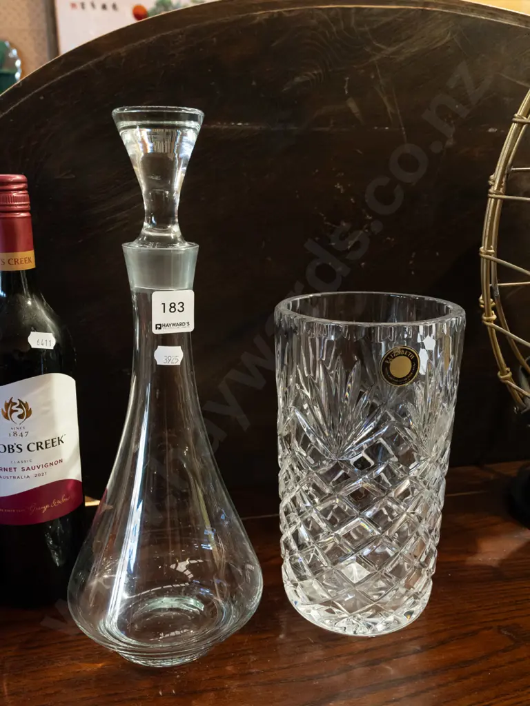 stoppered decanter H340 and a cut crystal "Elizabeth" vase Image 1++