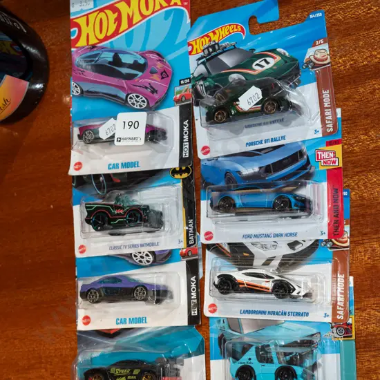 8x carded Hotwheels toy vehicles