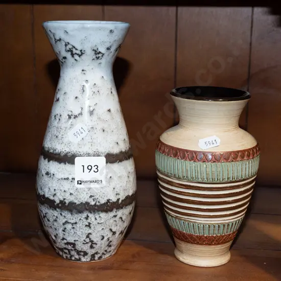 2x German pottery vases Tallest H205