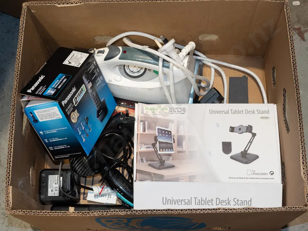 box; tablet desk stand, portable phone, iron etc Image 1++