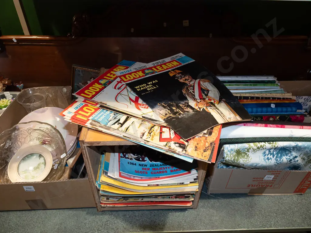 1960 issues of Look and Learn in homemade plywood box Image 1++