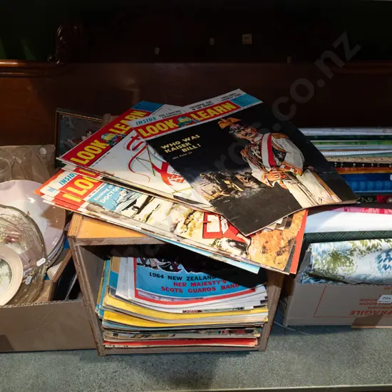 1960 issues of Look and Learn in homemade plywood box
