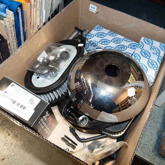 box of Harley Davidson parts