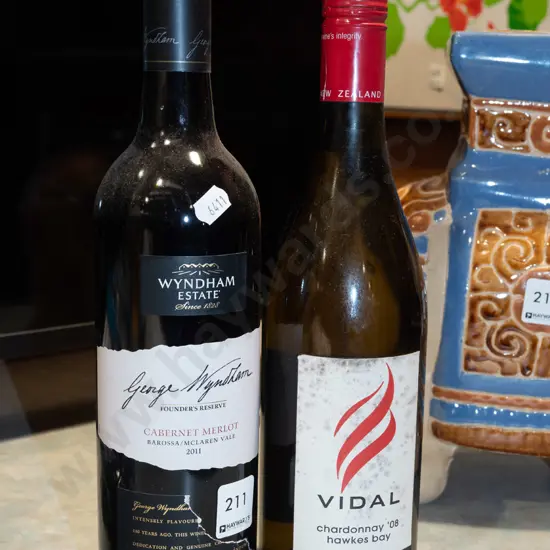 bottle of Windham Estate Reserve cabernet merlot 2011, Vidal  chardonnay 2008