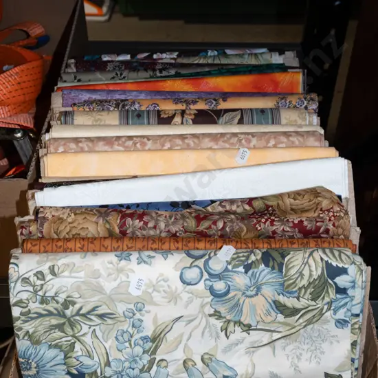 box of fabric pieces