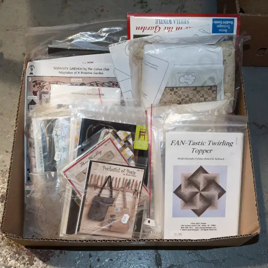 box; various sewing crafter's and quilter's patterns