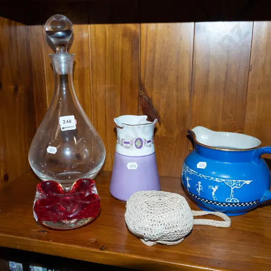 stoppered decanter H310, jugs, vase etc