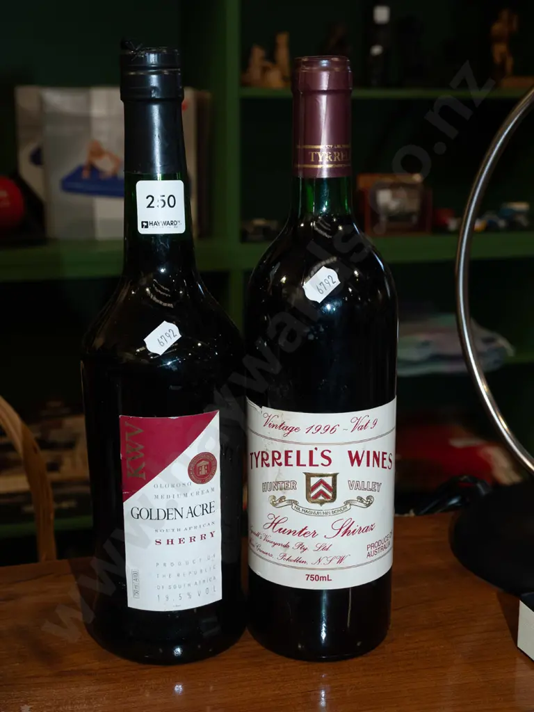 bottle of Golden Acre sherry, Tyrell's Wines shiraz 1996 Image 1++