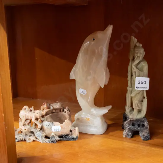 alabaster and soap stone figurines Dolphin H230