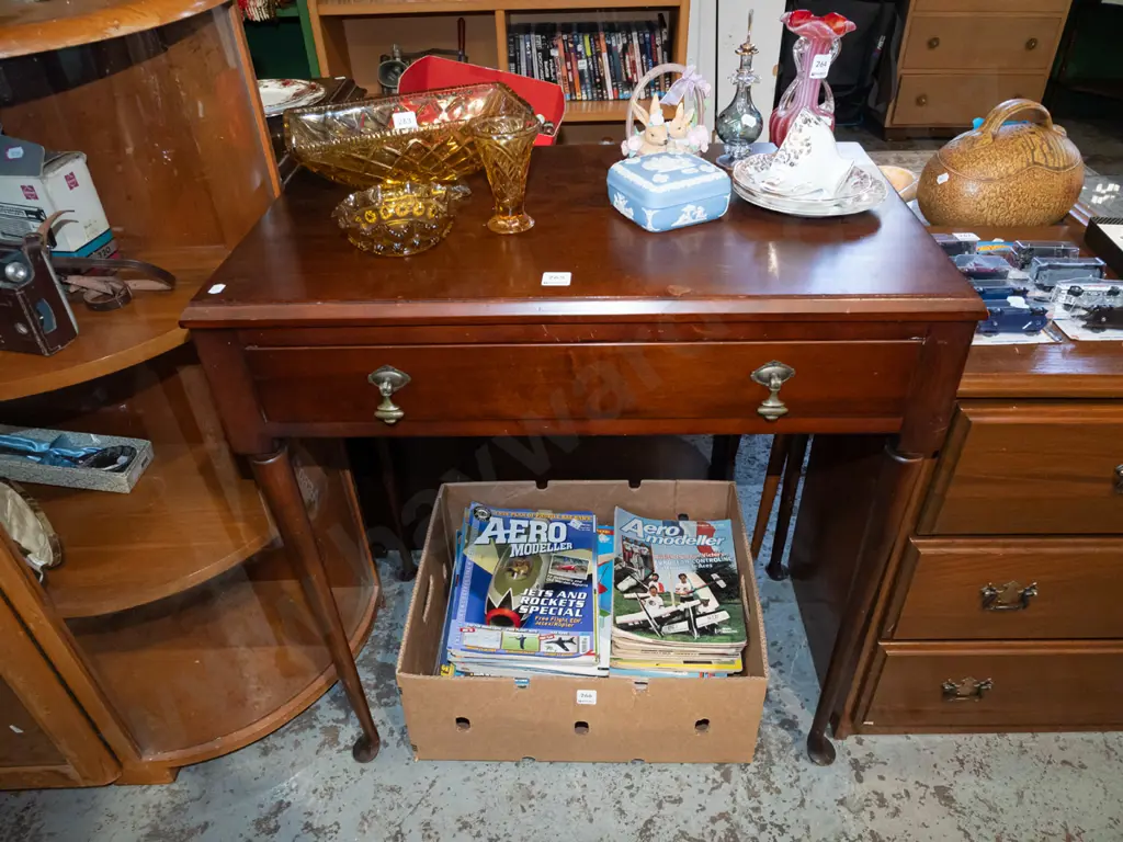 mahogany cab leg drawer hall table H765 W710 D420 Image 1++