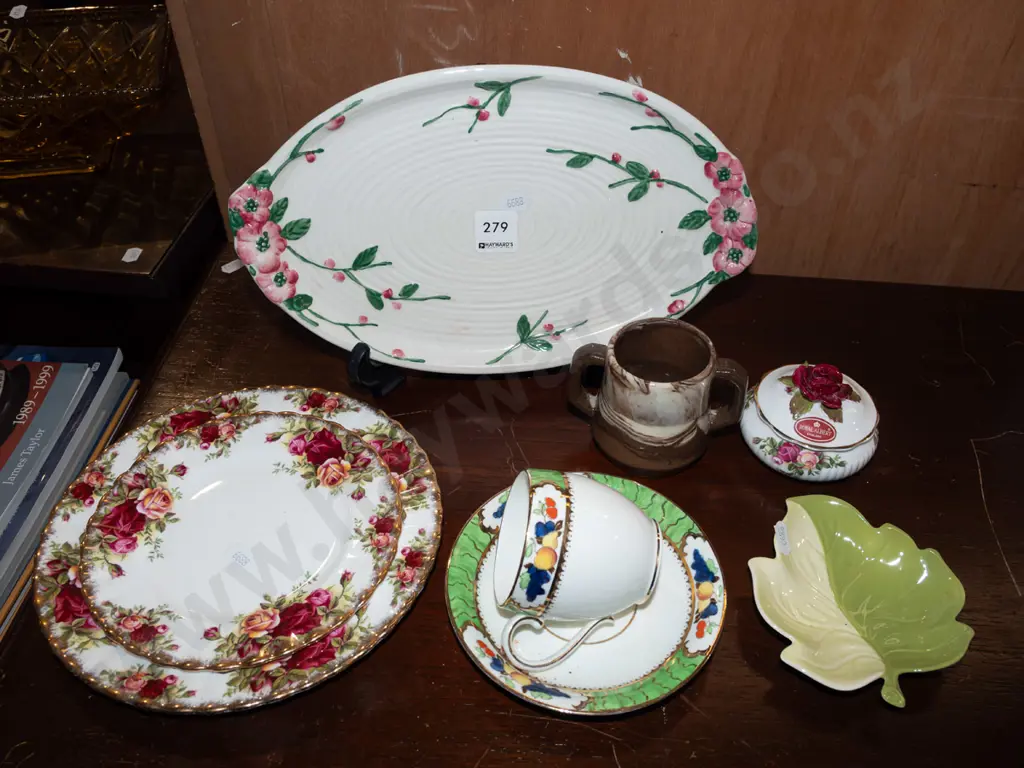 Maling dish, Old Country Rose plates, Carlton leaf dish etc Image 1++