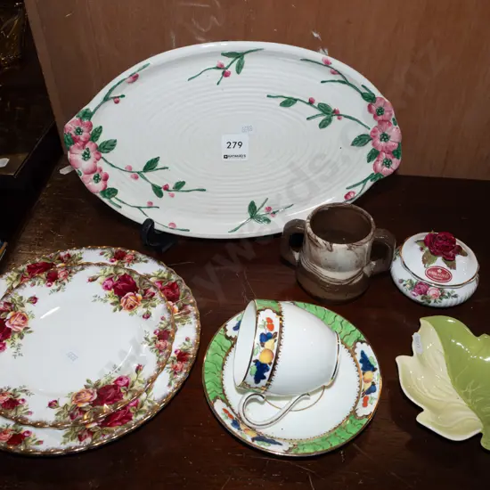 Maling dish, Old Country Rose plates, Carlton leaf dish etc