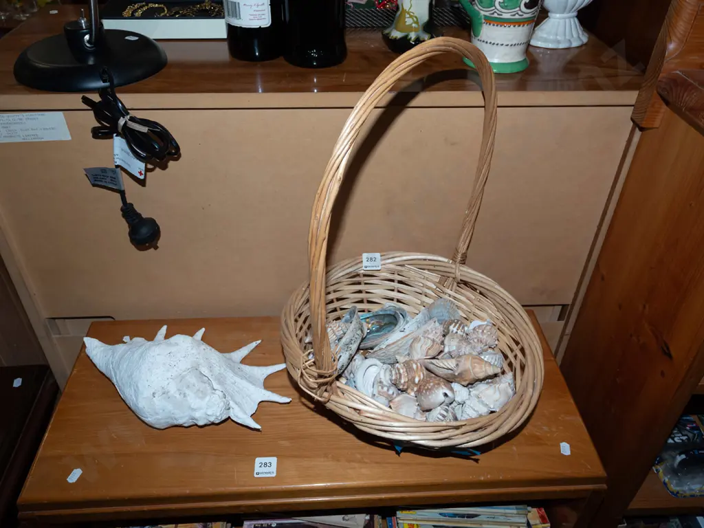 cane basket and shells Largest W300 Image 1++