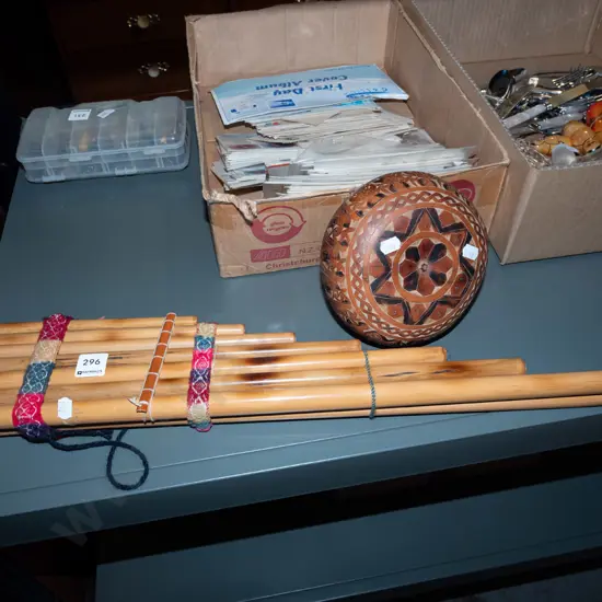 pan pipes, hand decorated gourd