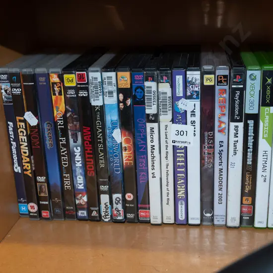 playstation, x-box games, DVDs