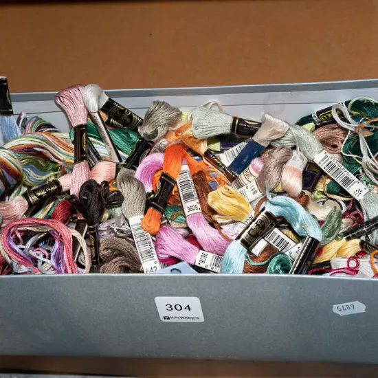 box of embroidery threads