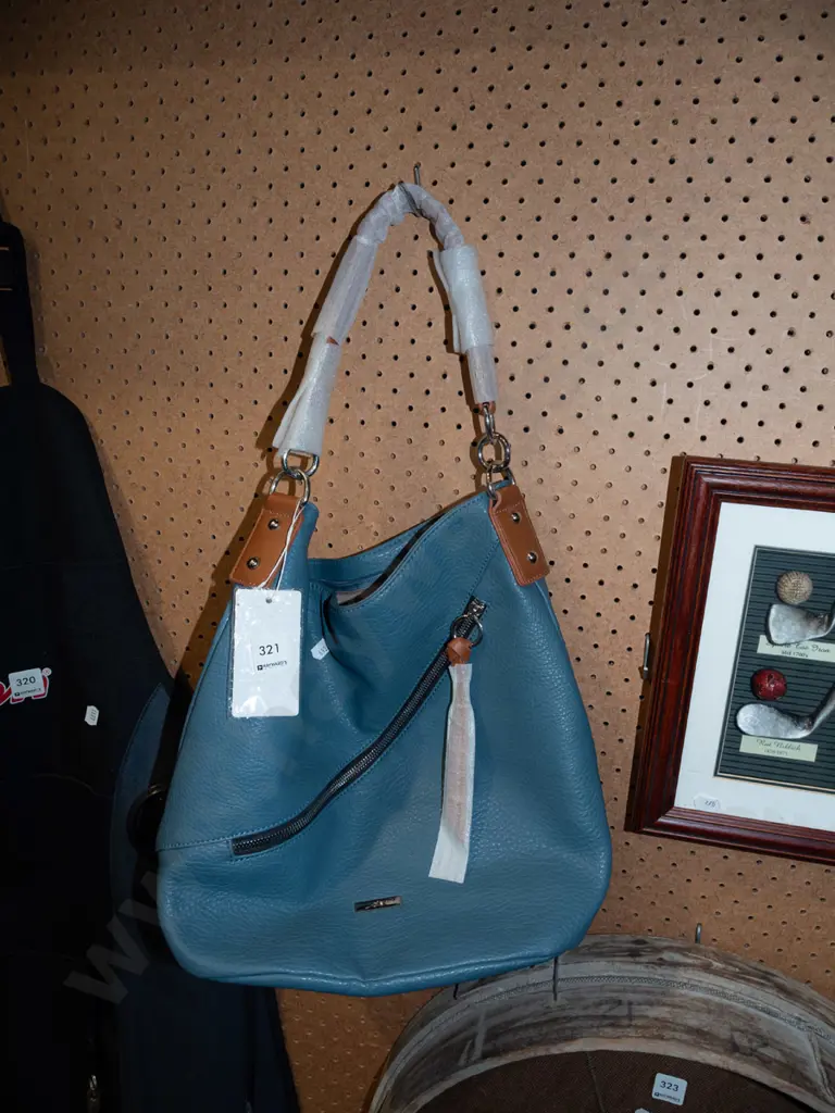 as new blue leather? hand bag Image 1++