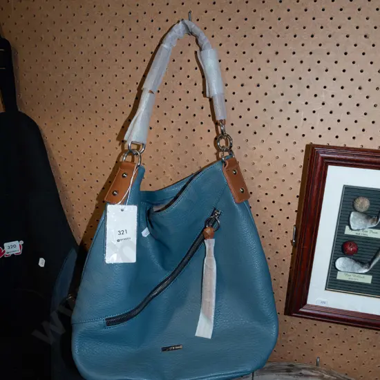 as new blue leather? hand bag