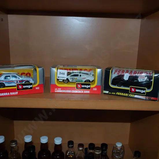 3x boxed Burago toy vehhicles