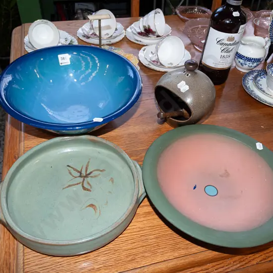 fruit bowls, salt pig, studio pottery dishes 