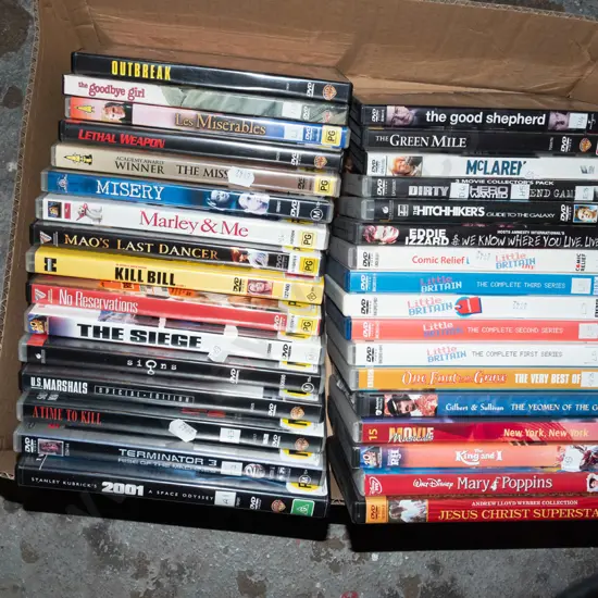 box of DVDs