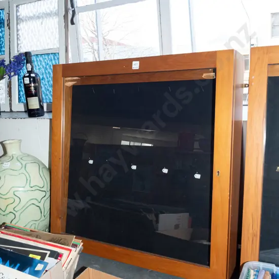 wall mounted lockable display case - key in office H700 W700 D120