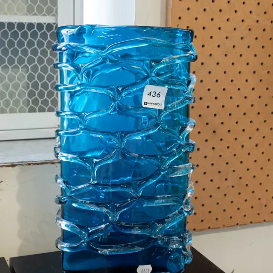 contemporary blue glass vase H290