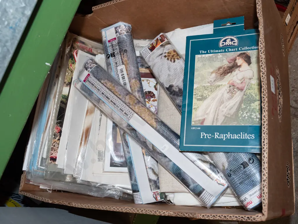 box; needlework sets, fabric etc Image 1++