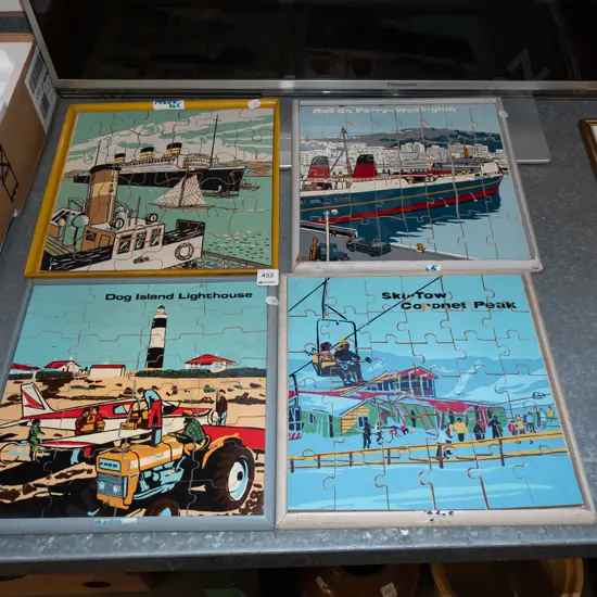 4x 1960s NZ themed wooden  puzzles